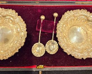 2 sugar bowls w spoons, sterling