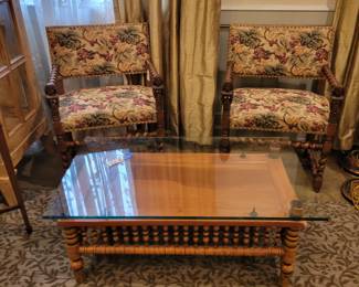 Unique glass topped coffee table
