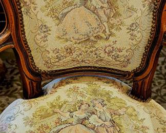 Close up of chair seat needlepoint detail