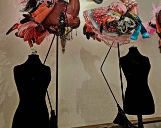 Flamingos! Large standing party or retail displays and necklace/jewelry display busts