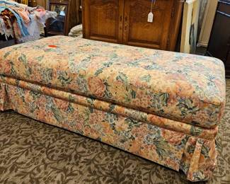 Pink and blue floral brocade over sized tuffett/ottoman