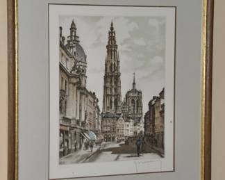 Framed Engraving Pencil Signed by Anders Suikerrui "Antwerp Belgium" Numbered 166/350, 17" x 14" With COA