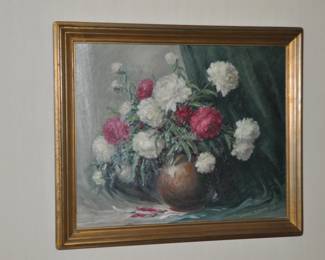 Beautiful Derk Smith (American, 1889-1985) Oil on Canvas, Still Life, Signed and Dated 1936, 37" W x 31" H