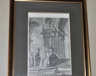 One of a Pair of Giovanni Battista Piranesi (Italian 1720-1778) "Gruppo di Colonne" Prints Beautifully Framed and Matted. Overall 20.5" x 25.5"