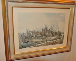 Daniel Havell (1785-1826)"Westminster Hall & Abbey",  Framed Engraving 19" x 15"