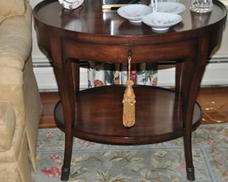 Up Close View of the Fabulous One Drawer Milling Road for Baker Side Table Louis XIV-Style, 30"W x 28"H x 22"D (Two Available)