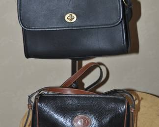 New Coach Black Leather Court Purse Shown with a Faux Gucci Pebbled Leather Shoulder Bag