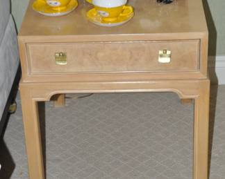 Up Close View of the Vintage Drexel Heritage "Corinthian" End Table with One Drawer, 26.25"D x 22"W x 24"H