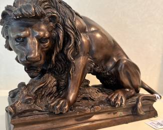 Gorgeous Bronze Lion and Prey Sculpture, One of Two Available.  8"H x 11" x 5"/