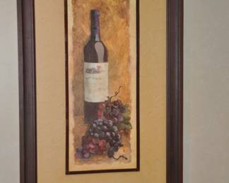 One of Two Framed and Matted Wine Prints Signed by C. Winterle Olson, 18" x 30"