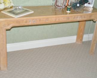 Another one of the Fine Vintage Drexel Heritage "Corinthian" Bleached Burlwood Pieces Available! Terrific Foyer/Sofa Table, 56"W x 27"H x 16.75"D