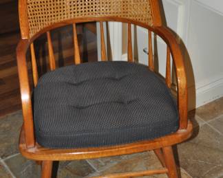 Vintage Cane Back Spindle Desk/Side Chair with Detachable Seat Cushion