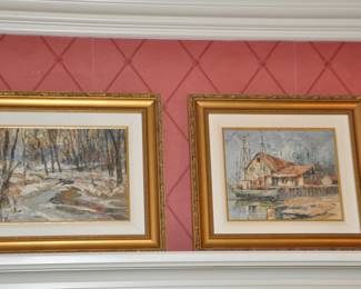 Norbert Collins, Canadian Artist Signed Oil On Canvas  "Twist" and "Lobster Stand", 20" x 16" Overall