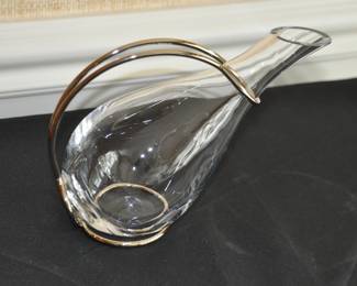 Fantastic 21st Century Version of the Class Duck Decanter Design, this Tecno Decanter With 32 oz Capacity on a Silver Plate Stand, Clean Lines and Very Sophisticated.