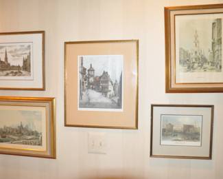 An Assortment of Beautifully Framed Prints and Etchings Available.