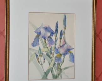 Peter Lange, Canadian Artist, Framed and Pencil Signed Iris Watercolor 1981. 