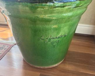 Fantastic Signed Anduze Poterie De La Madeleine French Ceramic Glazed Pottery Planter 23" x 20"