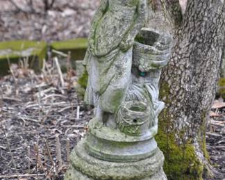 Lovely Cast Stone Fair Maiden Fountain and Riser. 