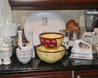 Even More Fantastic Kitchen Essentials Including Fantastic Hand Painted Dansk Mixing/Serving Bowls and the Large George Forman Grilling Machine.