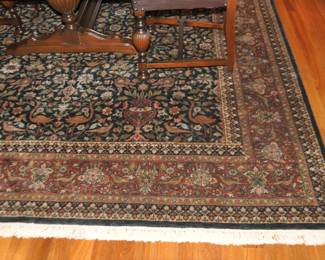 100% Wool Hand Knotted Area Rug, Made in India in Rust and Black Colors 7'8" x 9'9"L