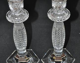 Gorgeous Waterford Crystal Candlesticks Signed and Dated by the Late Artist Jim O'Leary, 10". These are in the Tara pattern with a custom base, a collectors treasure. 