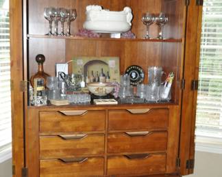 Overview of the Fabulous Ethan Allen "Townhouse Collection" Cherry  Armoire/Wardrobe with 7 Drawers and Adjustable Shelves.  Absolutely Lovely! 47.5"W x 83"H x 21.5"D