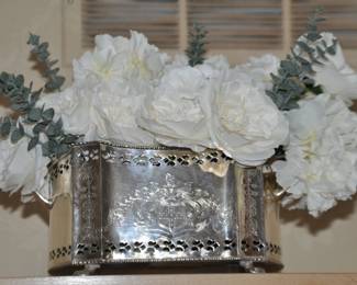 Wonderful Flower Arrangement in an Etched Silver Planter 15" x 12" 