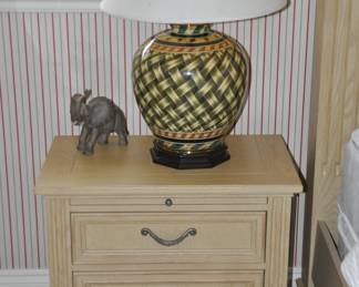 Vintage Stanley Furniture 2 Drawer Nightstand and a Wonderful Wildwood Lamp 31"T