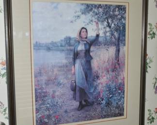  Daniel Ridgeway Knight, American Artist (1839-1924)"Brittany Girl"  Framed & Double Matted, 26.5" x 31" 