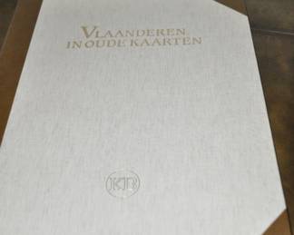 Large Portfolio " Flanders in Old Maps" Containing Dutch Map Prints of Vintage European Maps. VLAANDEREN IN OUDE KAARTEN. Map Prints Measure 24 3/4" x 18 3/4" 