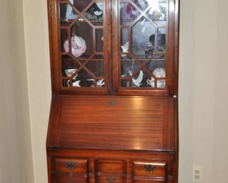 Vintage Mahogany Governor Winthrop Secretary Bookcase Desk by the Maddox Desk Company, 30.5"W x 17.5"D x 81"H