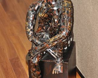 Very Cool Metal "Sitting Woman" Sculpture 9" W x 13"D x 31"H