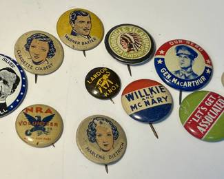 Antique old lapel pins Lot- Political, Red Cross, NRA