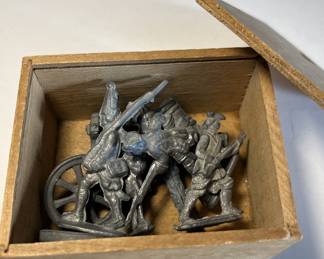old Leaded cast soldiers in box as found