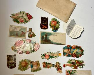 Victorian remembrance Lot stickers and friendship cards 