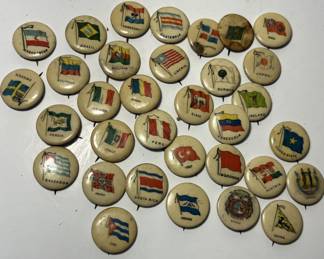 Antique 1896 Sweet Capital Cigarette Button Pins Lot  Countries 