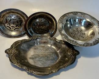 Silver plate OREGON STATE Fair Plate, two Coquillor Glacé 3pc Butter Press and one ornate bowl