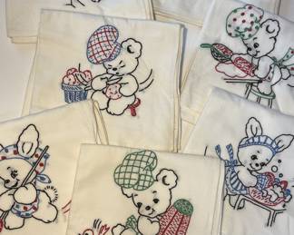 Vintage hand embroidered 7 day towels