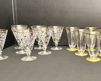 gold rim glassware