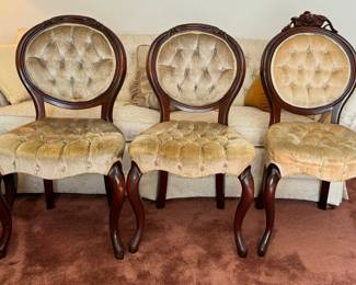 Victorian carve Pelham shell mahogany side chairs