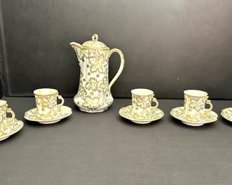 Gold Nippon hand painted chocolate pot set