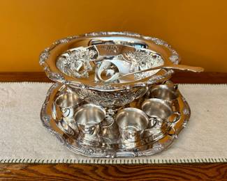 Silver plated punch bowl