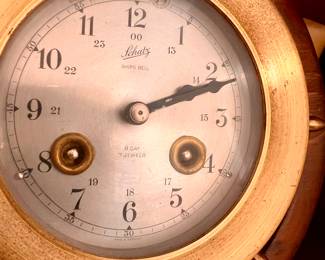 Schatz Ship Bell 8 day clock w/key - WORKS 