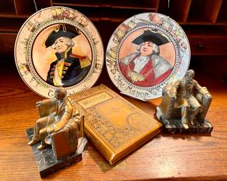 Vtg. Brass & Marble Abraham Lincoln bookends 