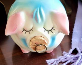 Vtg. 1957 Corky Pig, piggy bank  