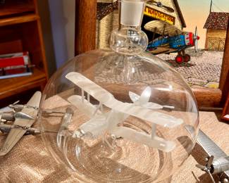 Vtg. Lymington Glass Mystiques Limited - Biplane in a bottle 