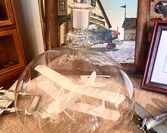 Vtg. Lymington Glass Mystiques Limited - Biplane in a bottle 