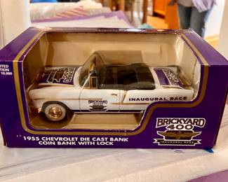 1955 Chevrolet die cast bank w/lock - Baickyard 400 