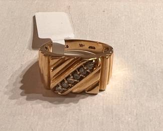 14K gold and diamonds men's ring 8.7g