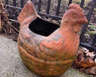 Terra-cotta chicken planter